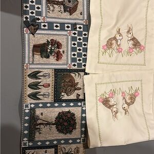 Floral and Bunny Embroidered Table Runners